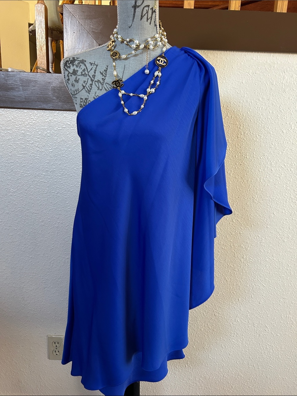 Alex Marie One-Shoulder Cobalt Blue Cocktail Dress